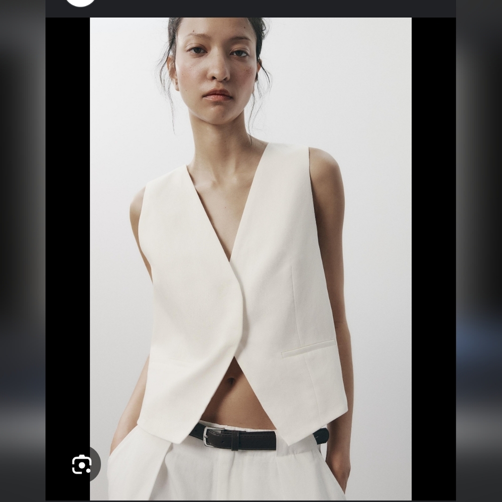 ZARA WELT POCKET VEST Size S. ECRU REF: 4749/765